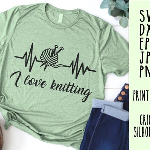 Herzschlag Puls Linie Cricut, Stricken svg Datei, Cricut wollstricken, Nadel stricken Herzschlag Linie Wolle svg, ich liebe stricken Design svg