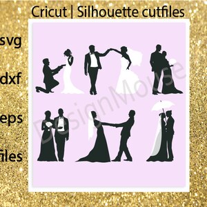 Wedding Couple Silhouette SVG Cut Files for Cricut, Silhouette (Digital Download)