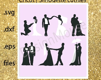 SVG file Cricut file cutfile Silhuettes file svg dxf eps files Cutting file design elements love wedding couple silhouette