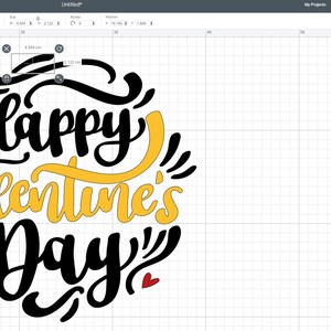 May include: A black and yellow design with the text "Happy Valentine's Day" in a handwritten font. The design includes several small red hearts.