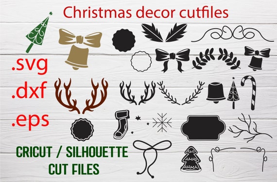 Christmas decor cut file, Christmas svg dxf eps, Christmas deer silhouette outline, Silhouette cameo, Christmas ball svg, Christmas clipart