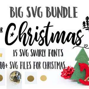 Christmas bundle, Fonts Swirly Swashes Font svg bundle Christmas trees reindeers, trucks unicorns SVG bundle Cricut Silhouette bundle image 1