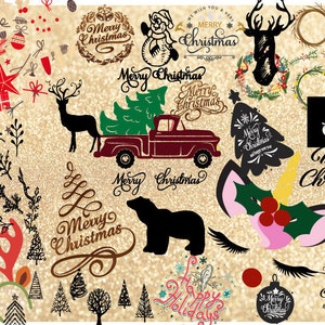 Christmas bundle, Fonts Swirly Swashes Font svg bundle Christmas trees reindeers, trucks unicorns SVG bundle Cricut Silhouette bundle image 4
