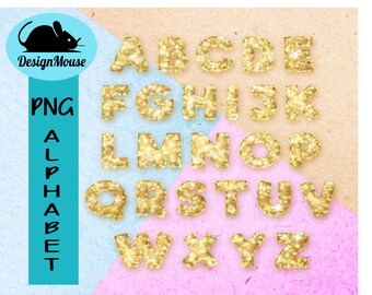Full ALPHABET PNG gold glitter BUNDLE | Alphabet clipart | alpha pack digital download | Sublimation design hand drawn | Printable Artwork