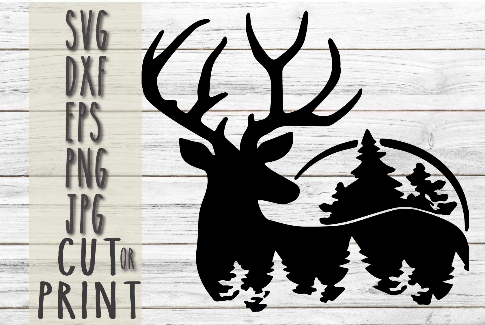 Deer with pine trees digital cricut SVG deer pine tree cricut Etsy