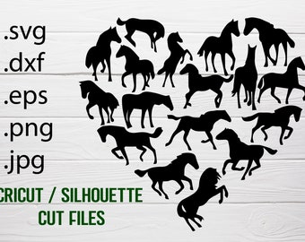 Horse heart horses svg/jpg/dxf/png/eps Horse silhouette outline, Silhouette cameo, Horse heart cut, horses cut file, horse svg