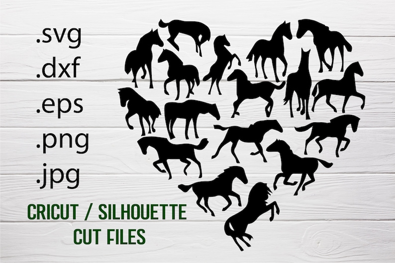 Download Horse heart horses svg/jpg/dxf/png/eps Horse silhouette | Etsy