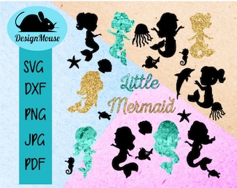 Little Mermaid Cricut svg png jpg pdf eps dxf printable iron on cut vector file for Cricut or Silhouette