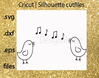 SVG file Cricut file cutfile Silhuettes file svg dxf eps files Cutting file design elements music note music notes with birds