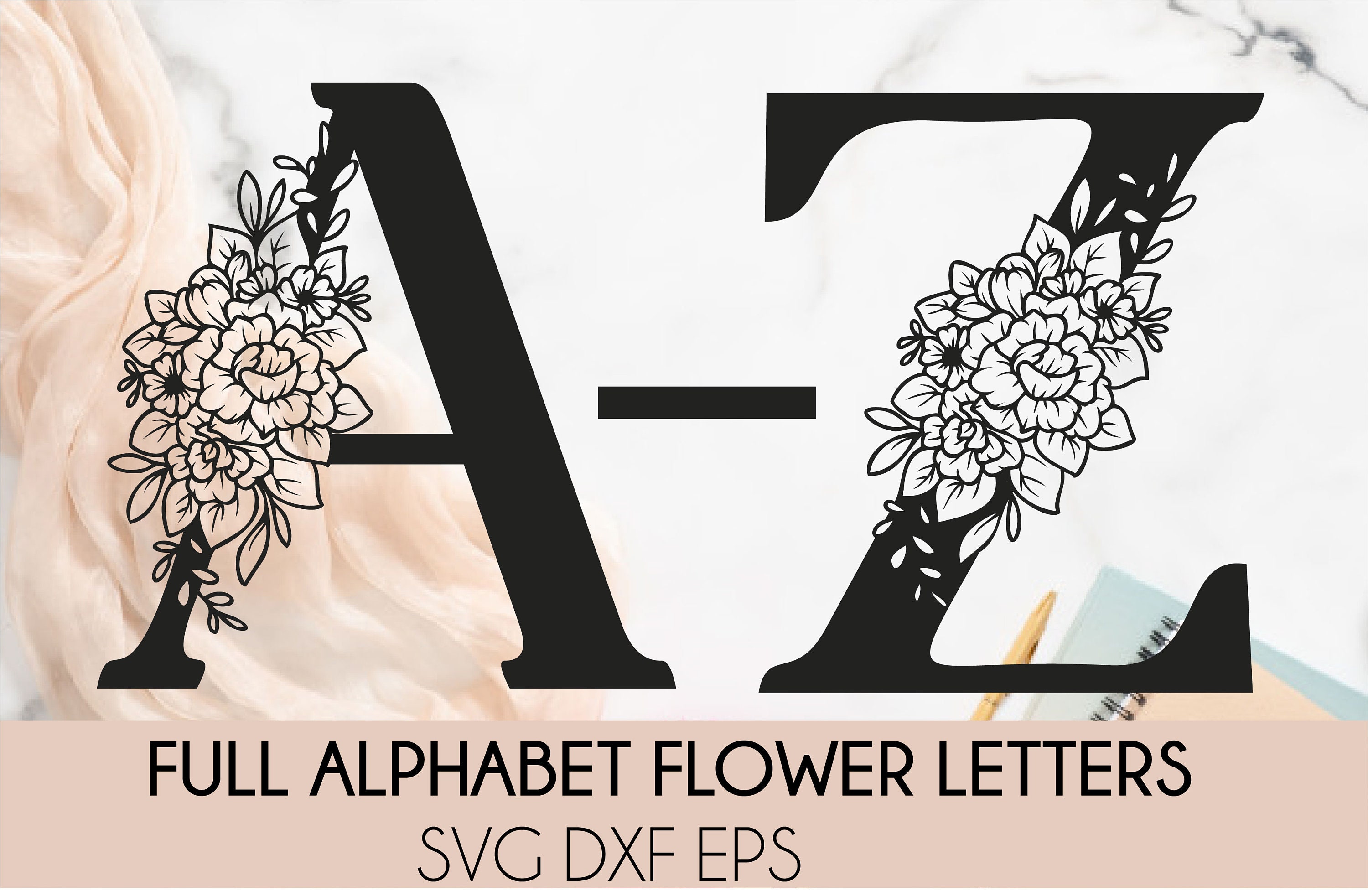 Flower Alphabet Designer Font Floral Letters Cricut Flowers Etsy UK