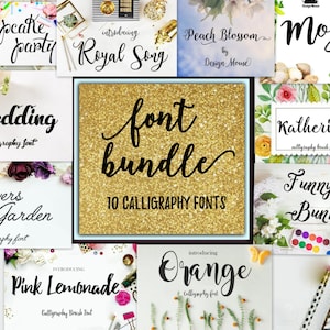 Calligraphy Font Bundle: 10 Swirly Handwritten Fonts (Digital Download)
