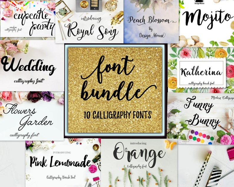 Font fonts swirly font Bundle Calligraphy Font Cricut font Digital download font Handwritten download font calligraphy wedding Christmas 