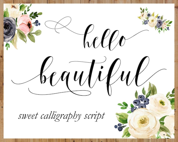 digital font calligraphy handwritten script wedding watercolor etsy
