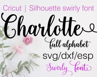 Swirly Script Font: Full Alphabet SVG DXF EPS (Digital Download)