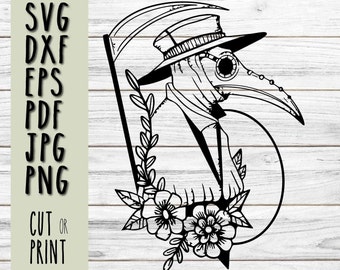 Plague Doctor SVG: Halloween Tattoo Design Cut File (Digital Download)