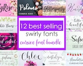 Swirly Cursive Font Bundle: 12 Calligraphy Fonts (Digital Download)