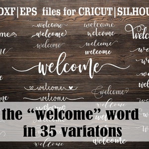 Welcome SVG bundle, Wedding welcome Cricut design cut file, Farmhouse sign svg, swirly welcome cut file, long tail cricut