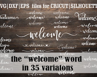 Welcome Sign SVG Bundle: 35 Cricut Cut Files (Digital Download)