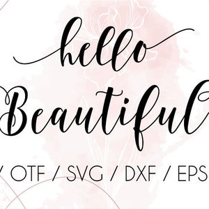 Hello Beautiful cursive swirly font, font with tails digital download, cricut font, wedding invitation font, instant download swash alphabet image 1