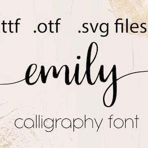 Fuente cursiva de cola larga Cricut, fuente de cola larga Emily Digital, fuente Swirly, fuente Cricut, descarga de fuentes, fuente digital, fuente Script, boda