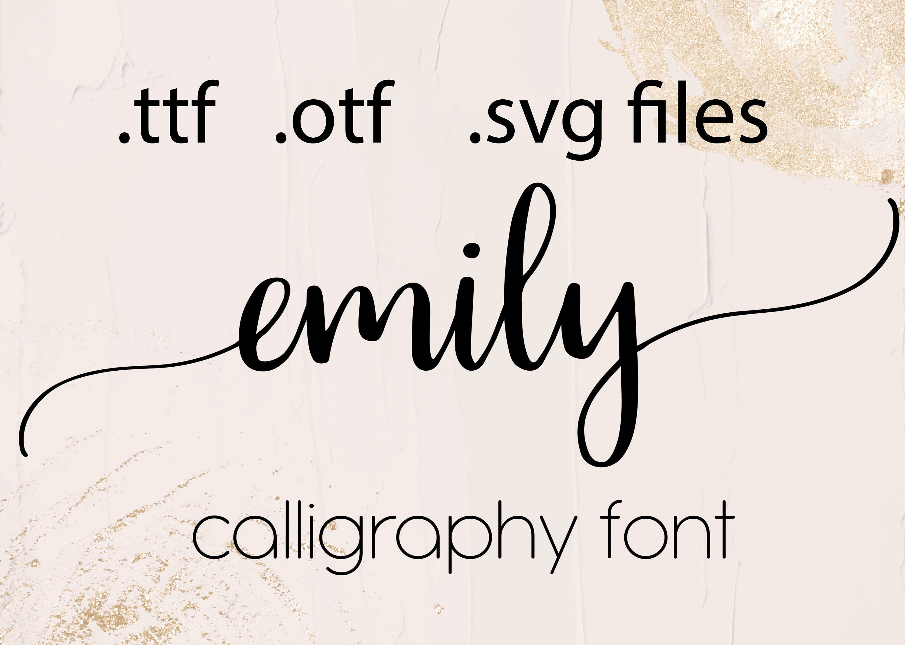 Emily Cursive Font: Long Tail Swirly Script (TTF, OTF, SVG)