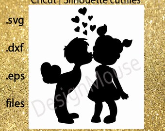 SVG file Cricut file cutfile Silhuettes file svg dxf eps files Cutting file design elements love kids couple silhouette valentines valentine