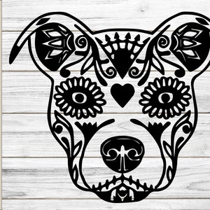 Crâne de sucre Pitbull numérique cricut SVG, fichier numérique pitbull cricut, téléchargement conception coupe fichier impression, impression chien ou coupe svg cricut numérique