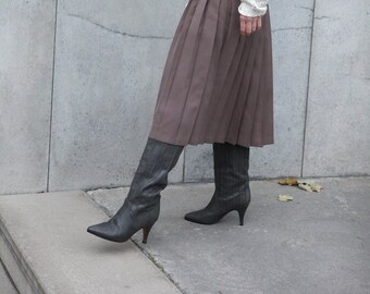 grey leather boots