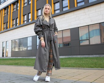 Trench Coat Gris Etsy