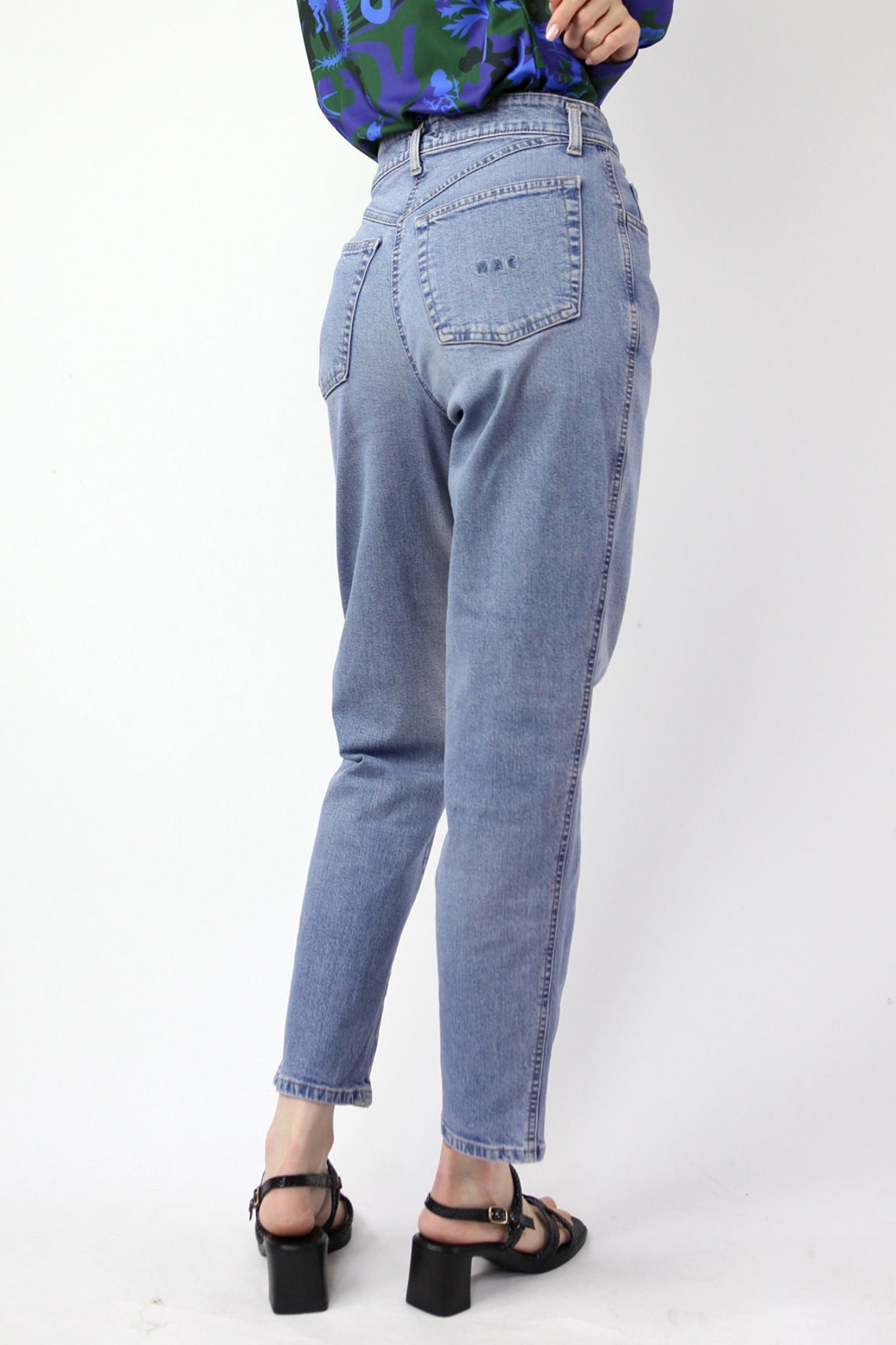 Vintage 90's Mac High Waist Mom Jeans in Blue Size XS - Etsy UK