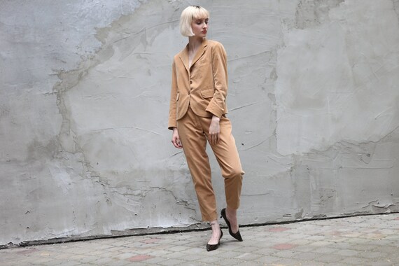 Vintage 90's Jil Sander Corduroy Suit Set in Beige