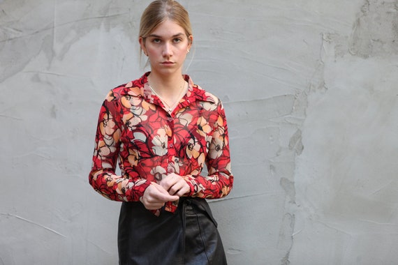 Vintage Y2K Rave Patterned Shirt Blouse
