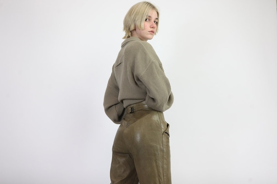 Vintage Escada Margaretha Ley Leather Trousers Bei