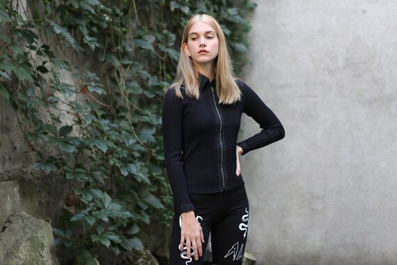 Y2k Rave Techno Blouse in Black
