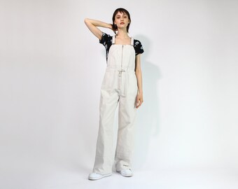 Vintage Y2K Tech Dungarees in Cream Small