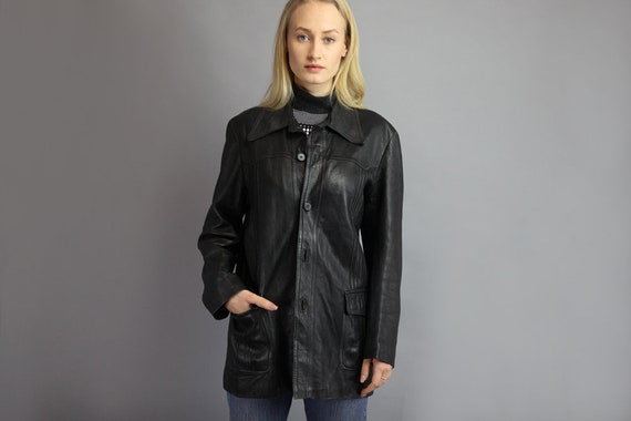 Vintage 80's Leather Jacket in Black size M