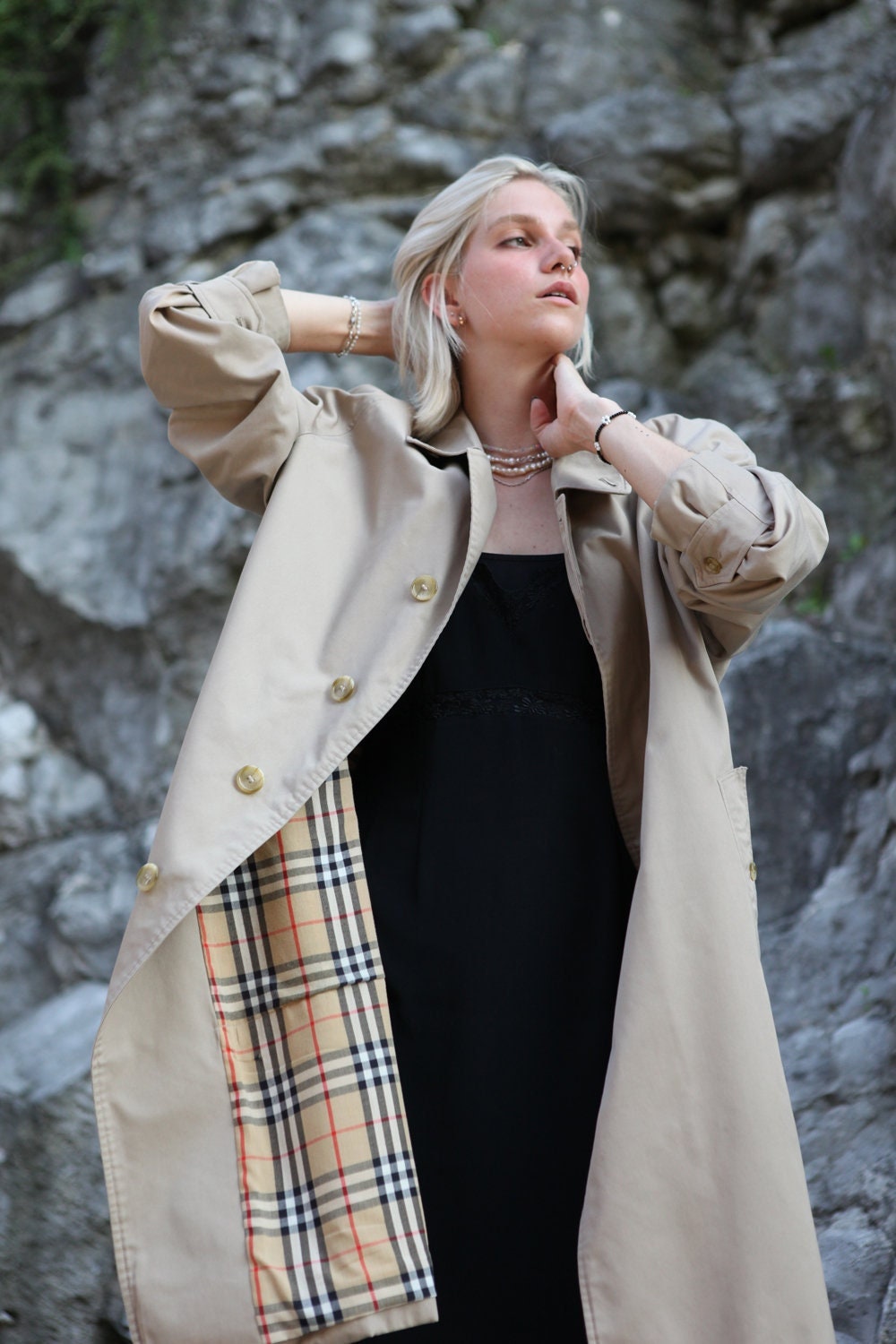 90's Trench Coat Check Nova - Etsy