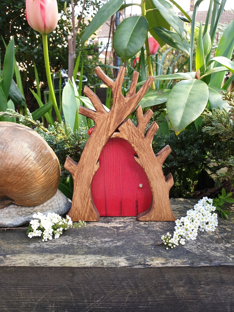 Fairy Door Beautiful Handmade Rustic Fairy Doors Hobbit Elf Pixie Faerie Garden Use Or In The Home Red