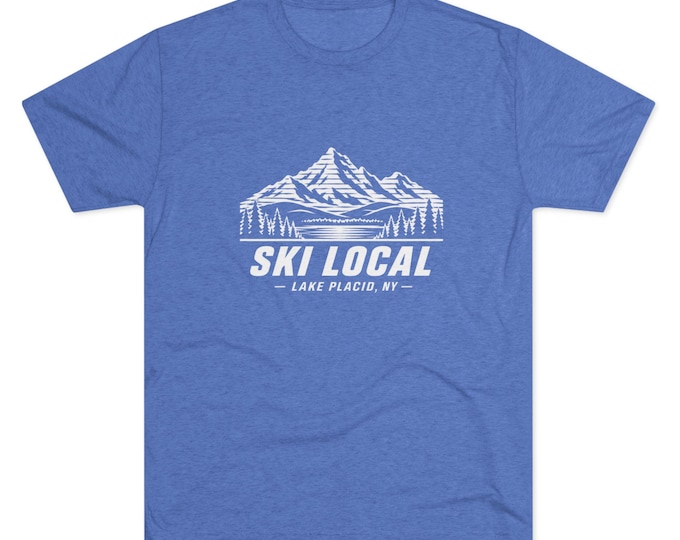 SKI LOCAL Lake Placid t-shirt | Snow Skiing graphic Tri-blend Tee, Downhill Skier New York