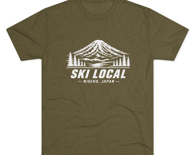 SKI LOCAL Niseko t-shirt | Snow Skiing graphic Tri-blend Tee, Downhill Skier Japan