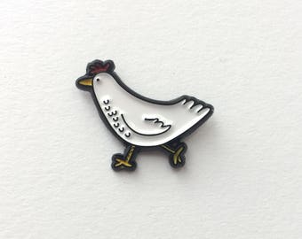 Chicken - enamel pin / badge (with original drawing) - Personalised option available