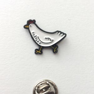 Chicken - enamel pin / badge (with original drawing) - Personalised option available