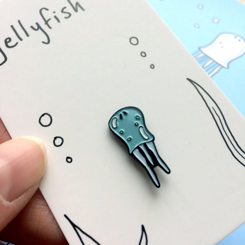 Jellyfish enamel pin / badge with original drawing image 2