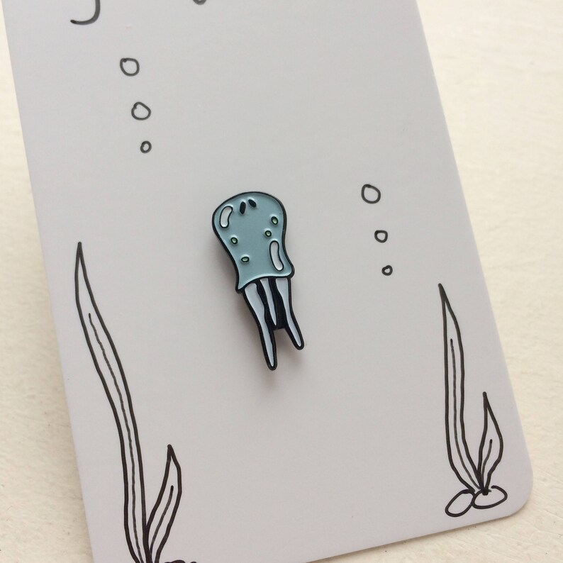 Jellyfish enamel pin / badge with original drawing image 5