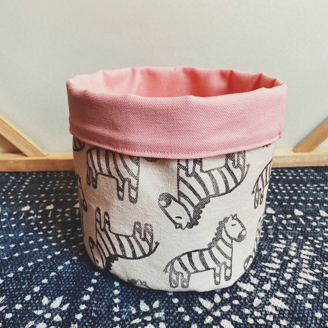 Zebra Canvas Nursery Basket / Storage Bin / Canvas Storage Bag Etsy