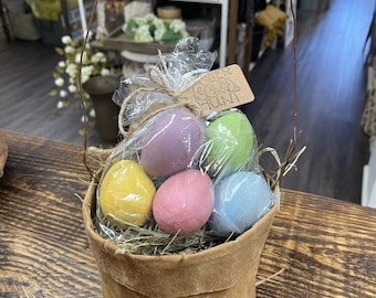 Primitive Easter Basket with Egggs