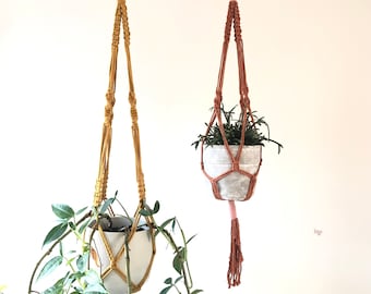 Plant hanger macramé, long indoor houseplant hanger, recycled cotton, various colours, eco homewares and gifts