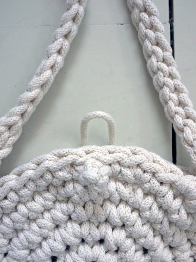 circle rope bag, natural colour bag, summer bag, cross body purse, eco handbag, small shoulder bag, woven round bag, crochet textile bag image 6