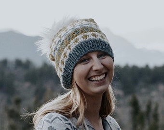 KNIT BEANIE PATTERN | knit hat pattern, fair isle knitting pattern, hat pattern knit, knit hat, instant download, knit toque pattern