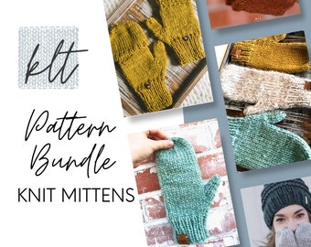 mitten pattern bundle, texting gloves pattern, classic knit mittens pattern, convertible mitten pattern, bulky knitting pattern, worsted